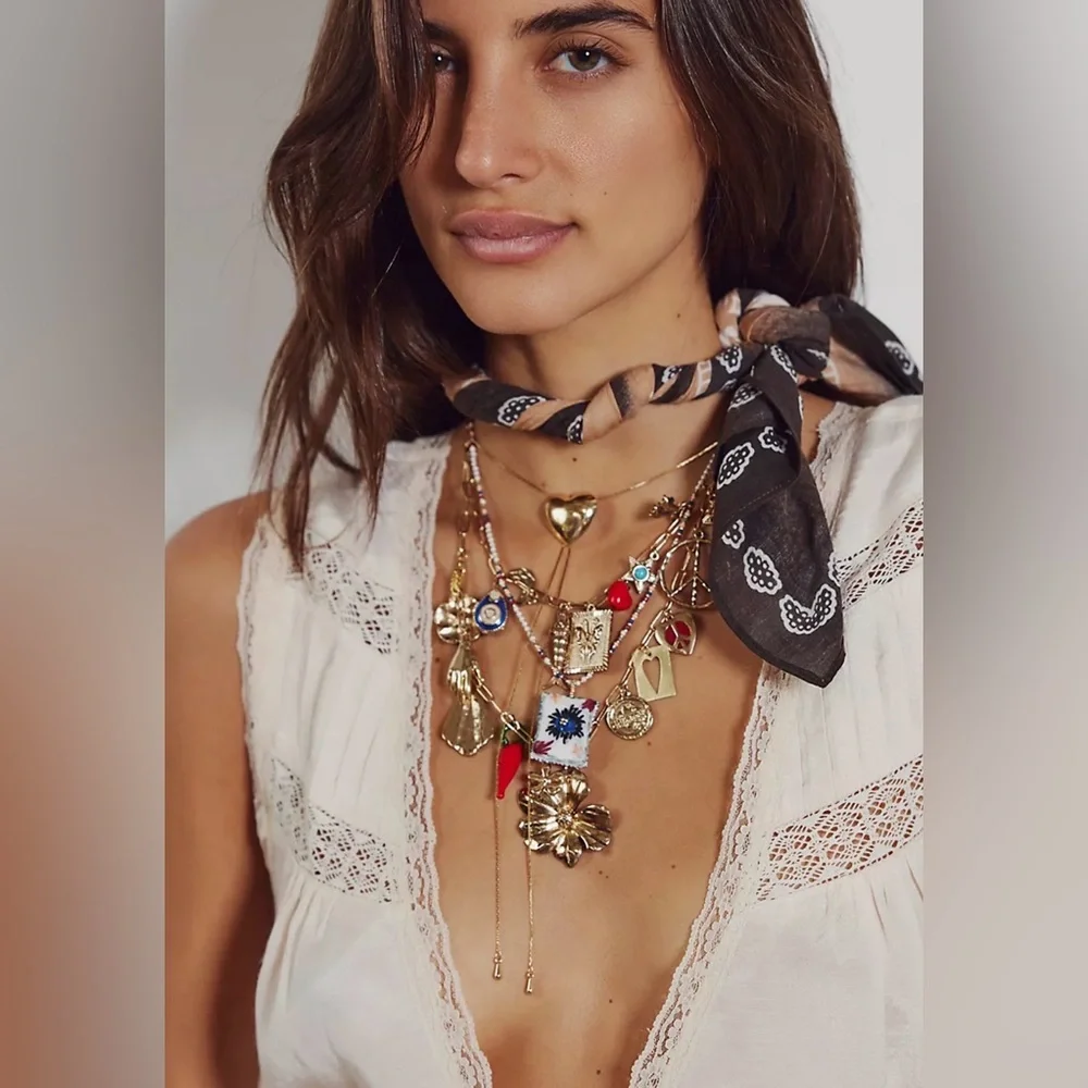 New! Maxamillion Charm Necklace from Free People in “Flower Power” Boho Chic - Picture 1 of 4